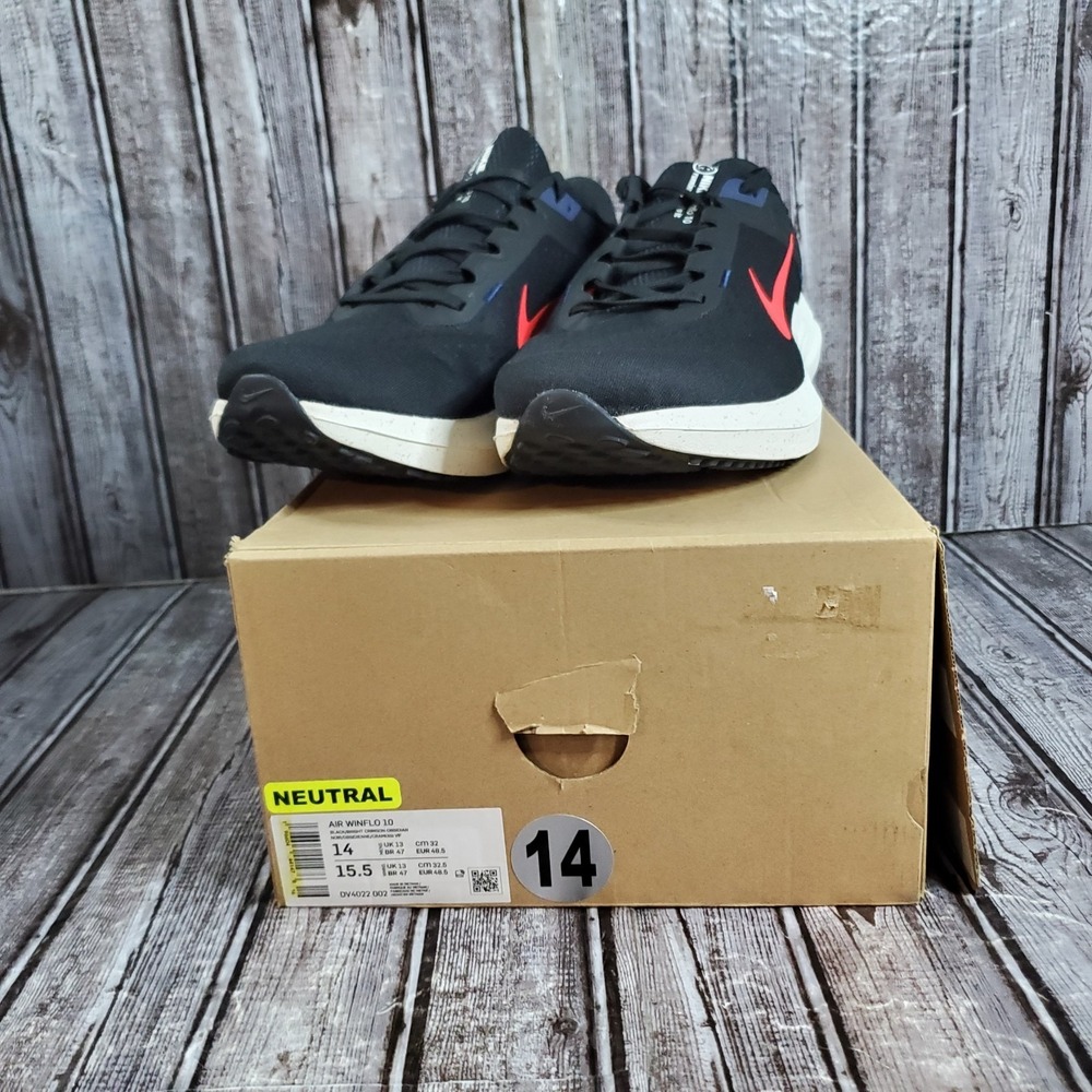 Nike Men's Air Winflo 10 Black Red Running Sneakers DV4022-002 Size 14